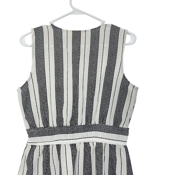 Monteau Womens Striped Sleeveless Peplum Top Size Large  Black & White Pullover - Picture 8 of 10